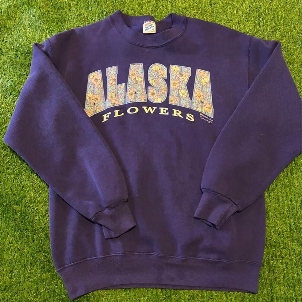 Jerzees Women's Navy and Purple Sweatshirt